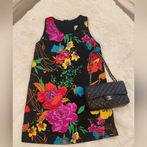 Froral black mini dress